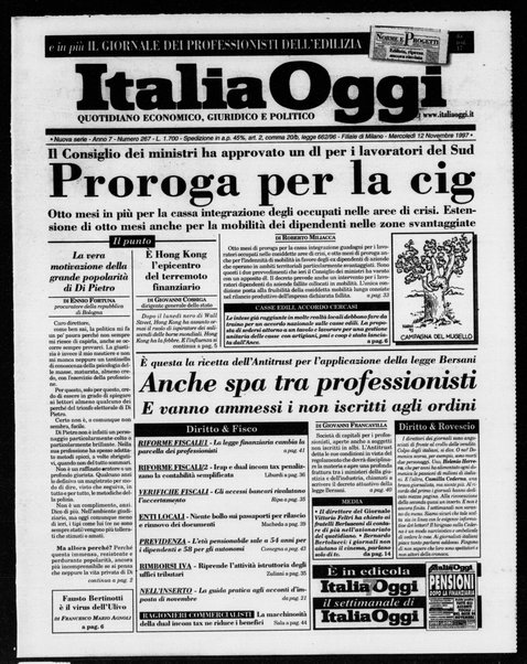 Italia oggi : quotidiano di economia finanza e politica